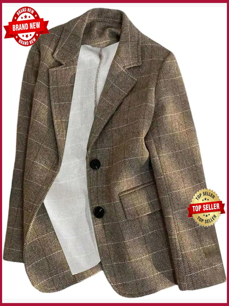 Plaid Blazer Long Sleeve Button Down Business Casual Suit Jacket Work Office